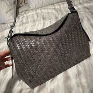 & other stories braided leather shoulder bag with silver hardware LIKE NEW